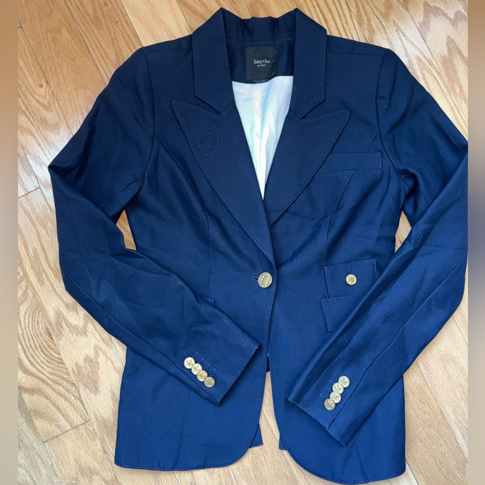 Smythe Navy Tailored Blazer with Gold Buttons